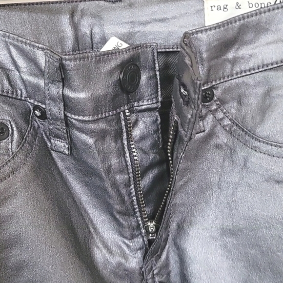 Rag & Bone Pewter Metallic Skinny Jean Leggings - Size 25 - Picture 3 of 9